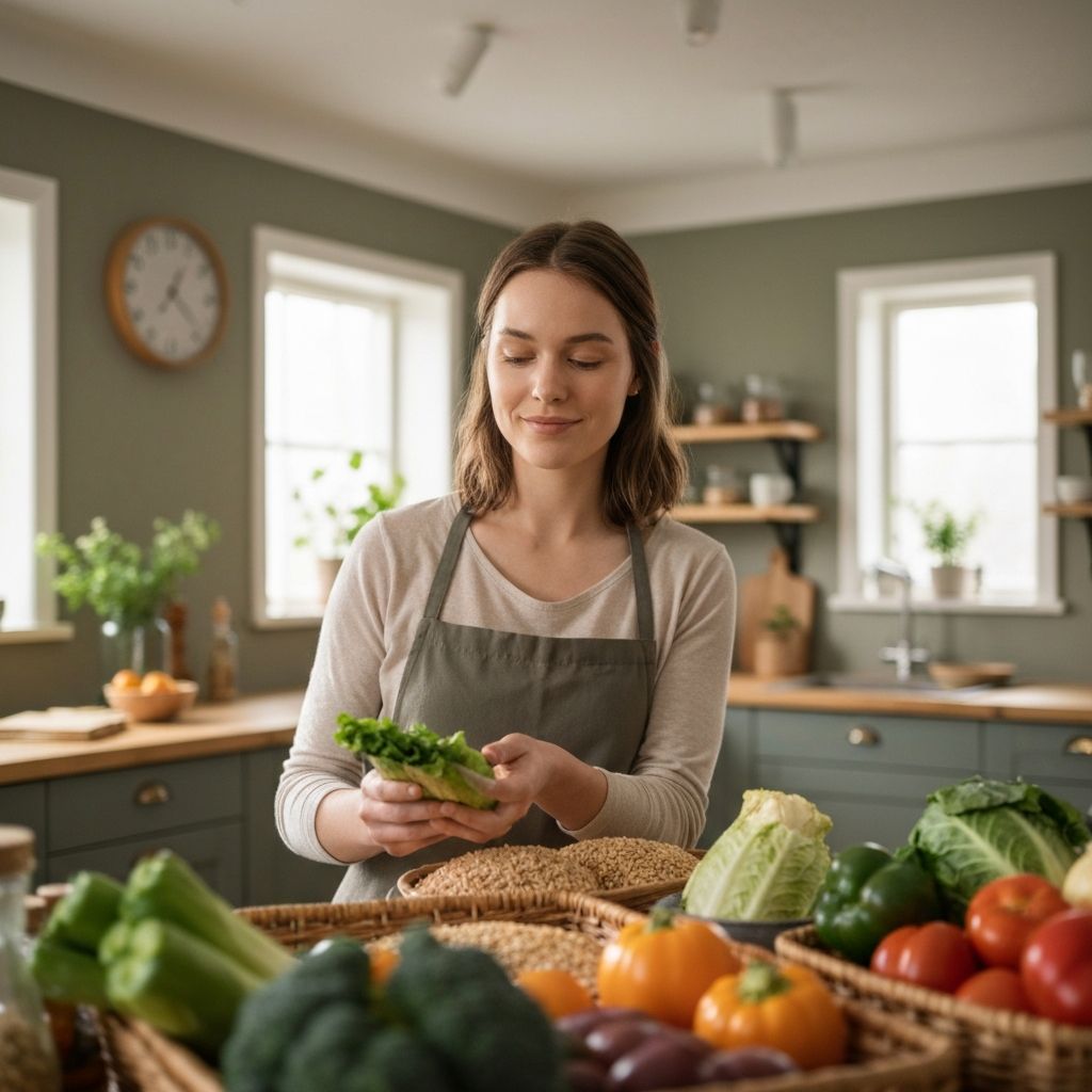 Henkilö valitsee ravintoa ruokamarkkinassa